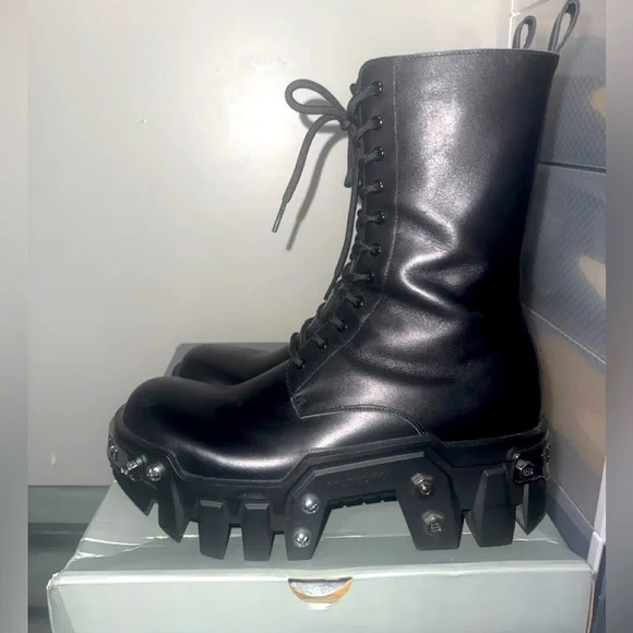 靴 Balenciaga bulldozer size:41 BALENCIAGA Black Bulldozer Lace-Up Boots | eBay
